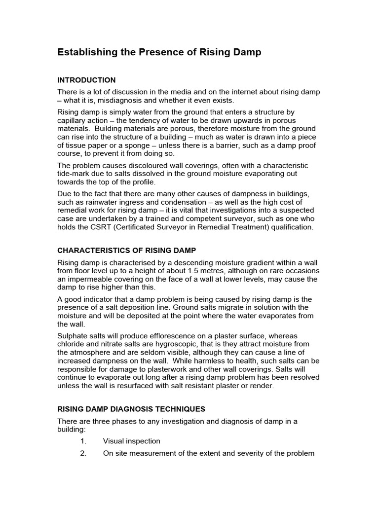 Diagnosing Rising Damp in Buildings | PDF | Materials | Physical Sciences
