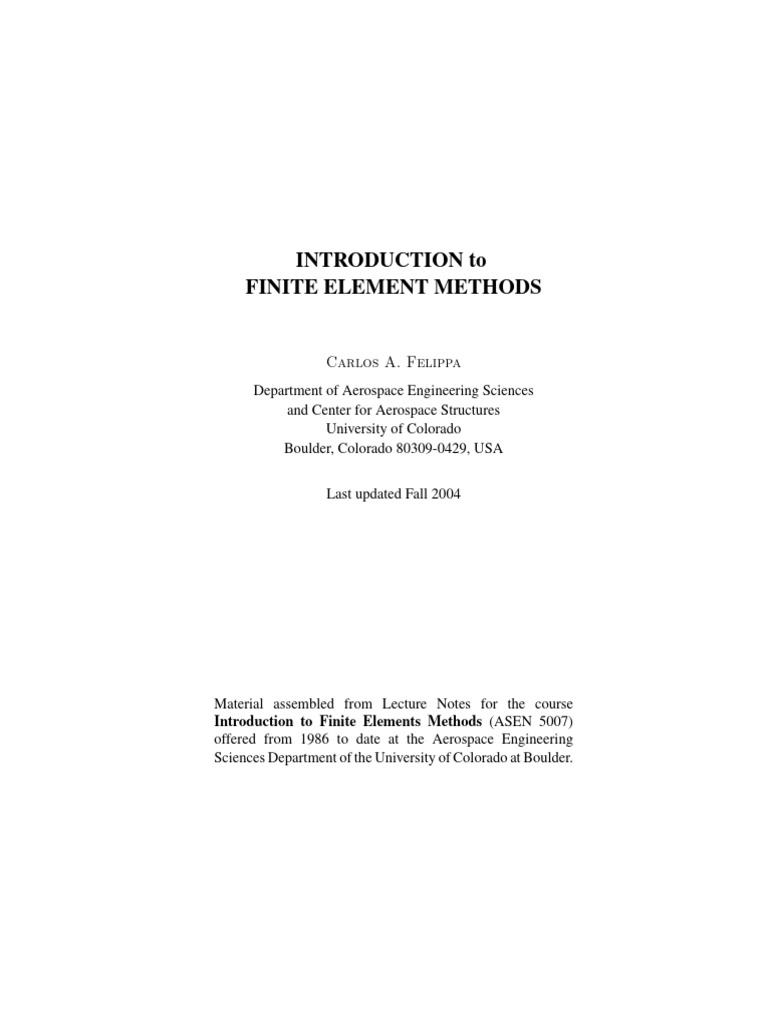 Introduction to Finite Element Methods | PDF | Teaching Methods ...