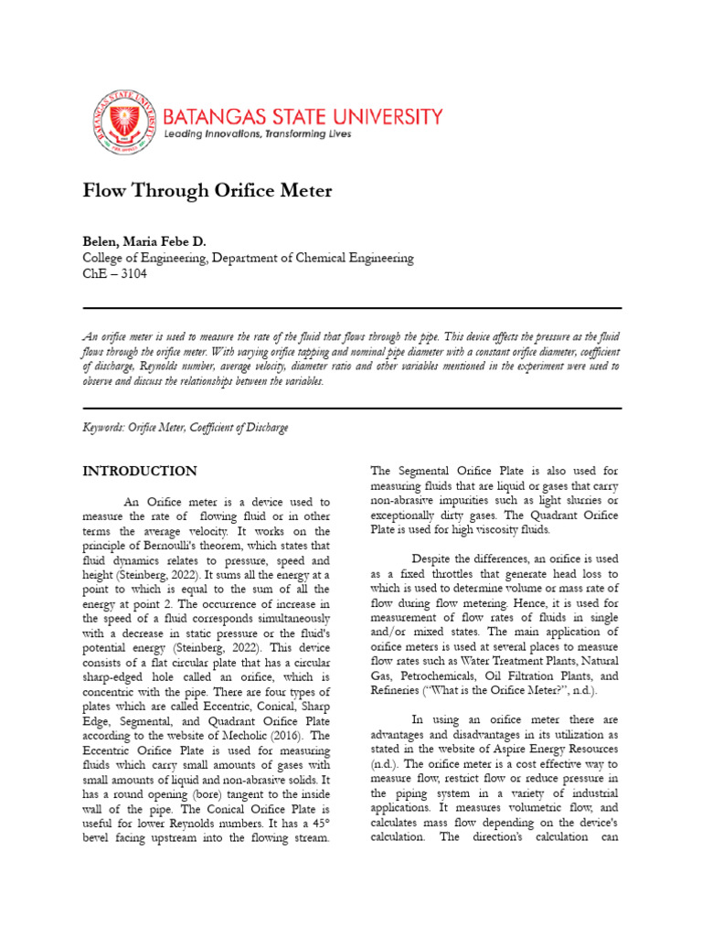 Virtual Lab for Orifice Meter Flow | PDF | Home & Garden | Science ...