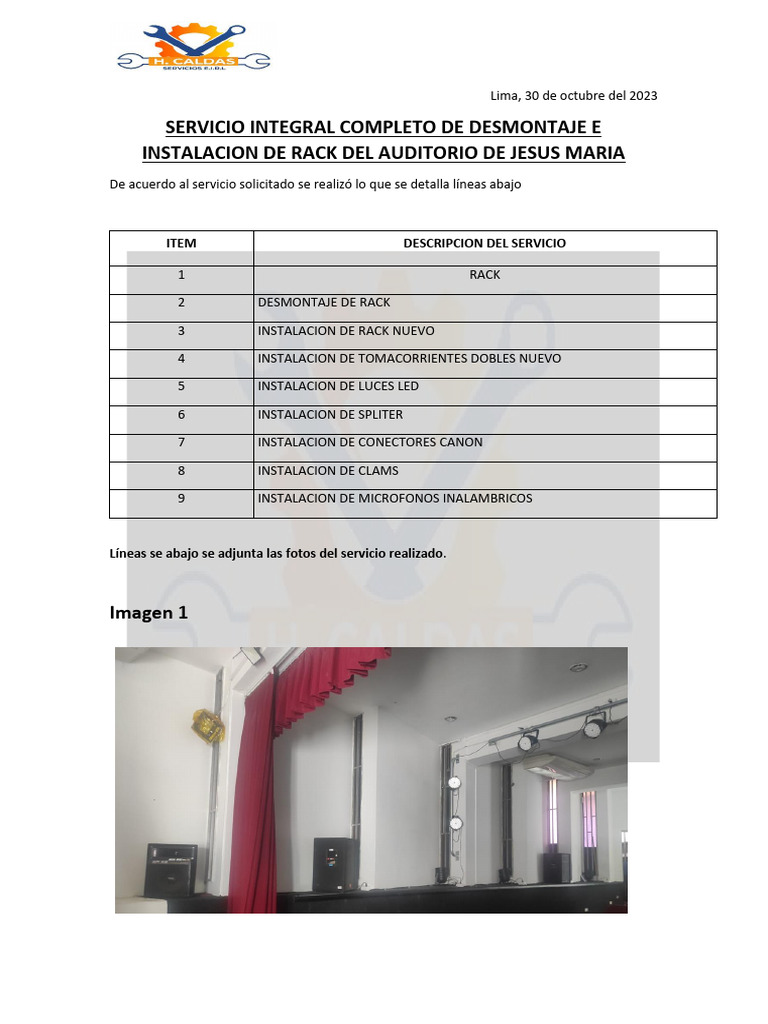 Informe DESMONTAJE Y MONTAJE DE RACK | PDF