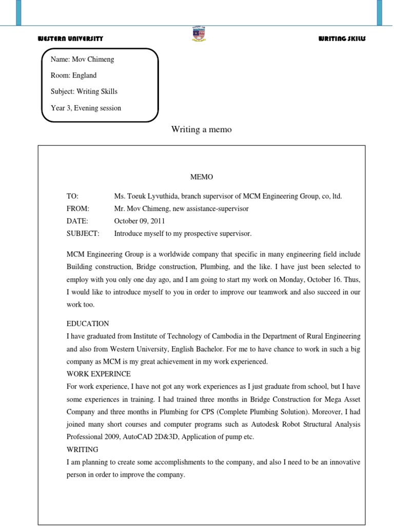 Memo Introduction for New Supervisor | PDF