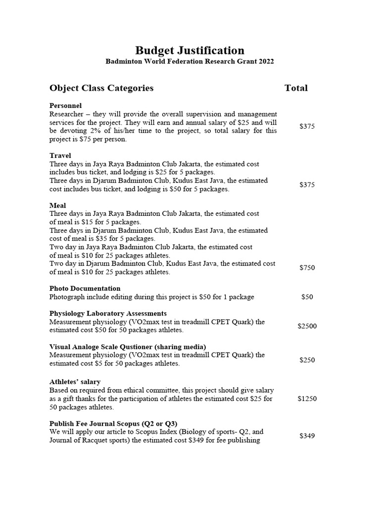 Budget Justification PDF