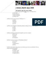 Black History Month Quiz 2008: For Each Question Ring The Correct Answer