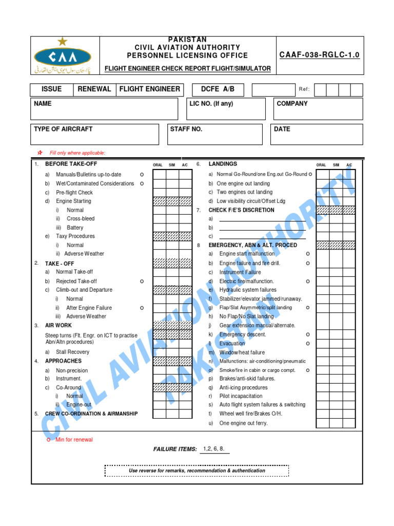 Flight Engineer Check Report | PDF | Aviation Accidents And Incidents ...