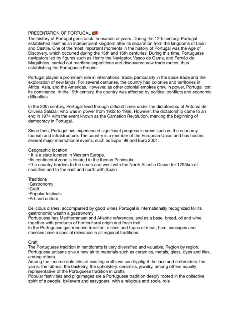 PORTUGAL Ingles PDF Portugal Europe