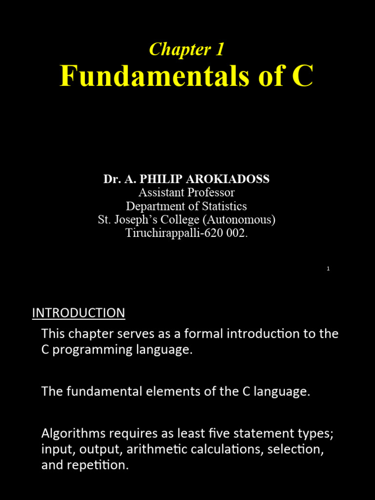 C-Programming Chapter 1 Fundamentals of C | Download Free PDF ...