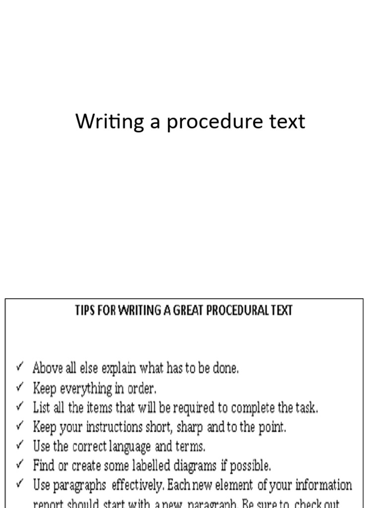 Writing A Procedure Text | PDF