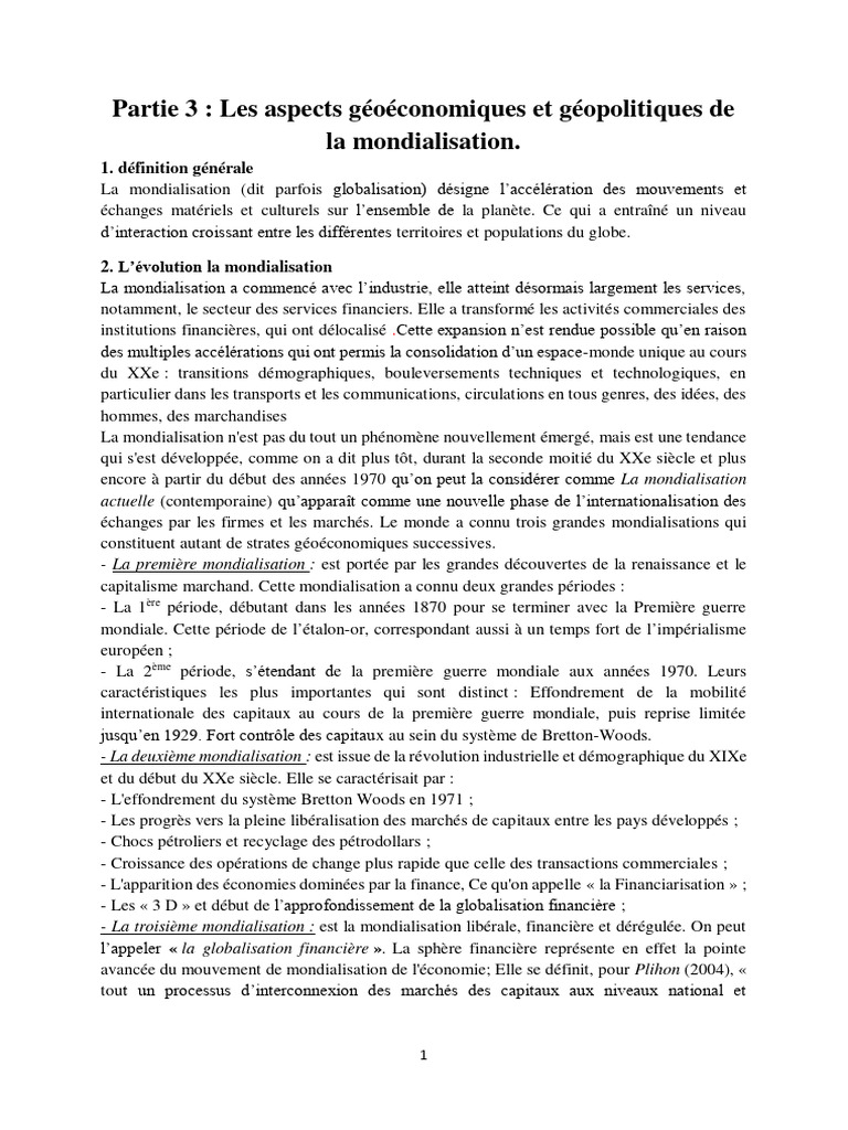 Aspects et acteurs de la mondialisation | PDF | Globalisation | Économie