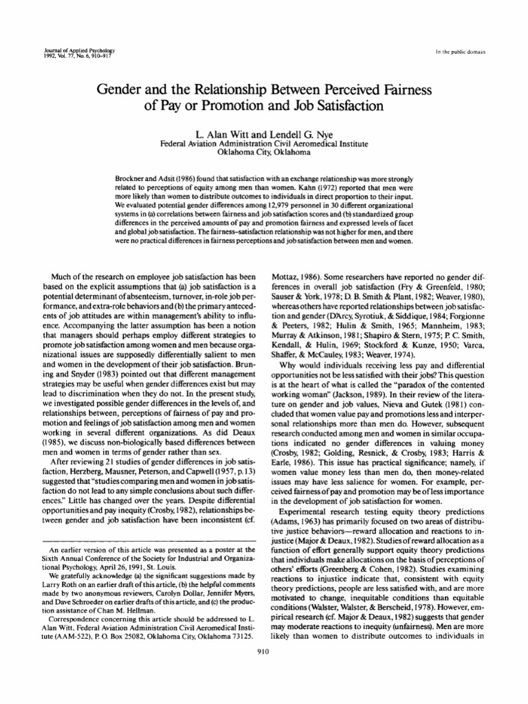 The Fairness Effect: Unpacking the Concept of Equitable