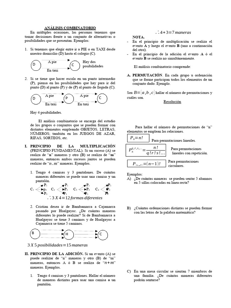 Analisis Combinatorio | PDF | Permutación | Combinatoria