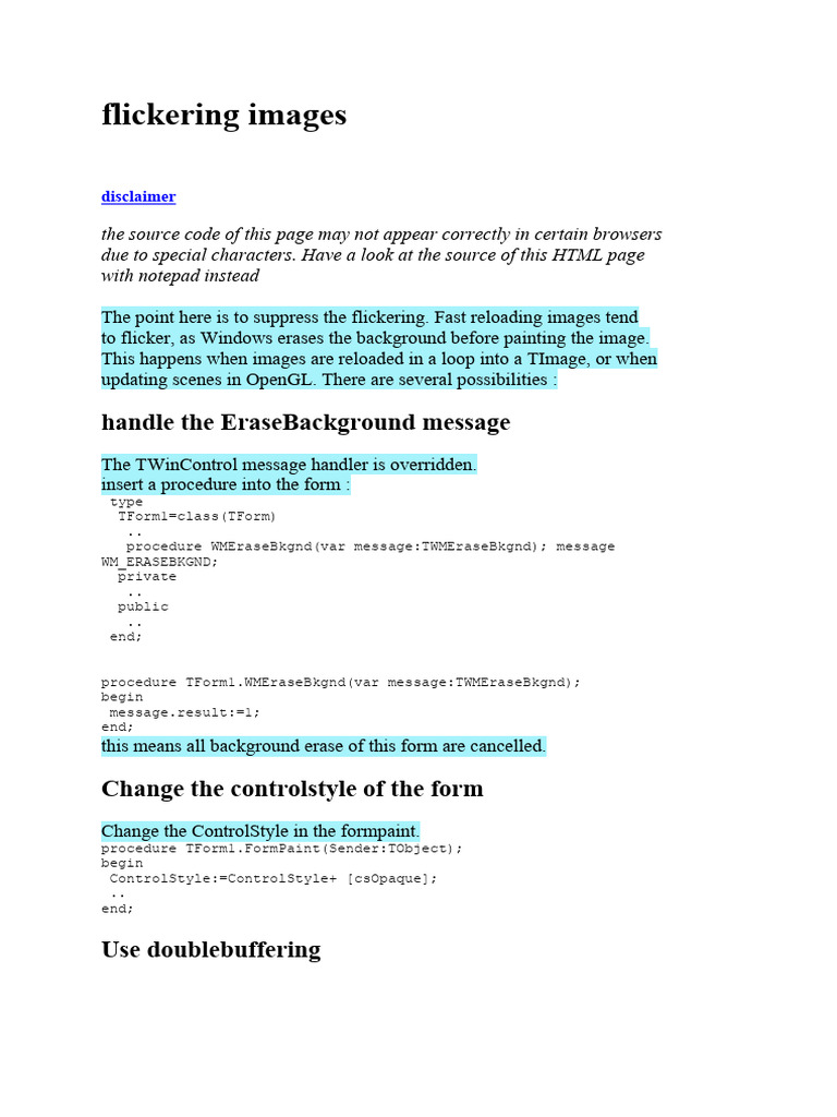 AVOID Flickering Images DELPHI PDF