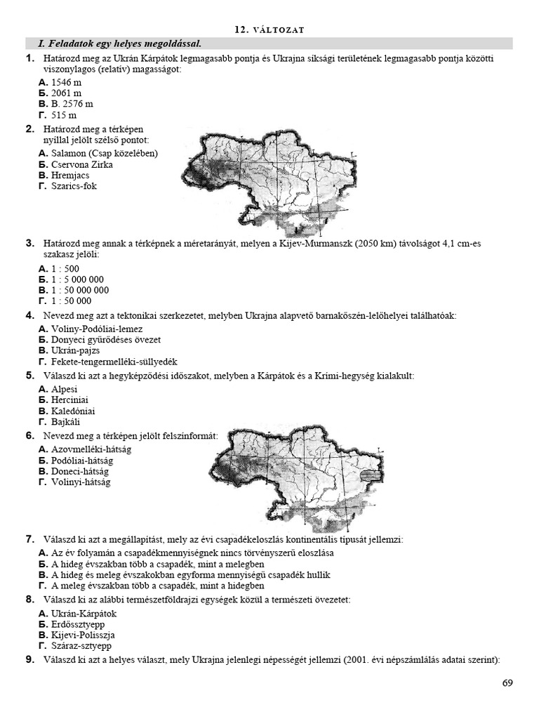 Foldrajz 12 Valtozat | PDF
