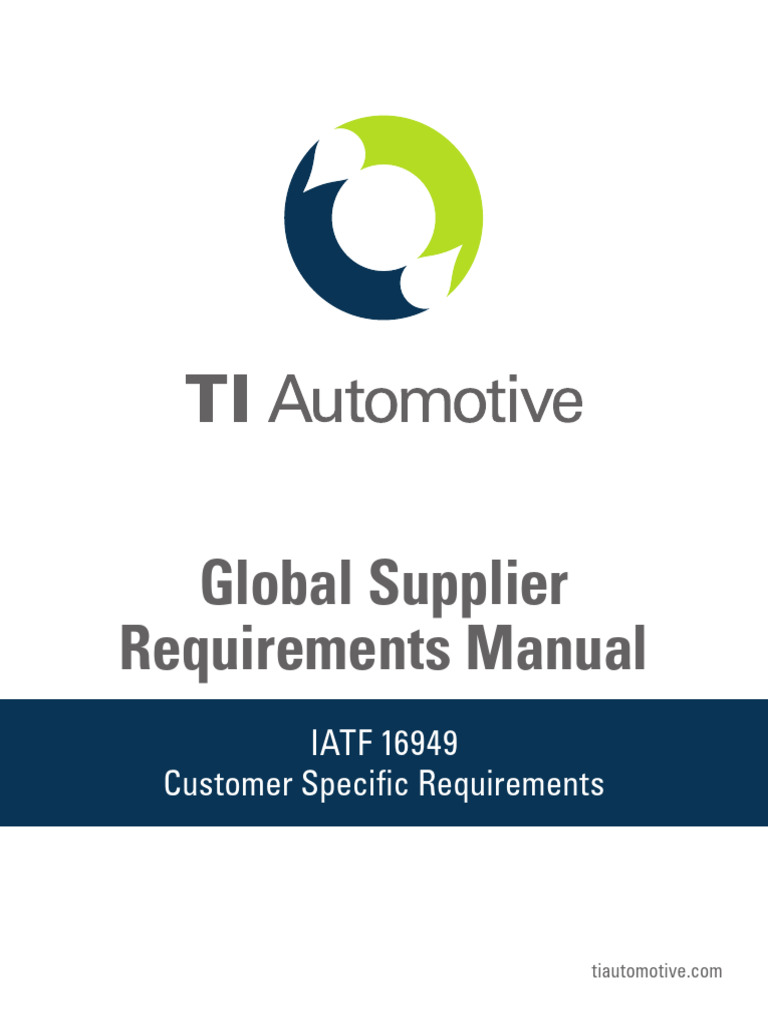 TI Automotive GlobalSupplierRequirementsManualRevA PDF