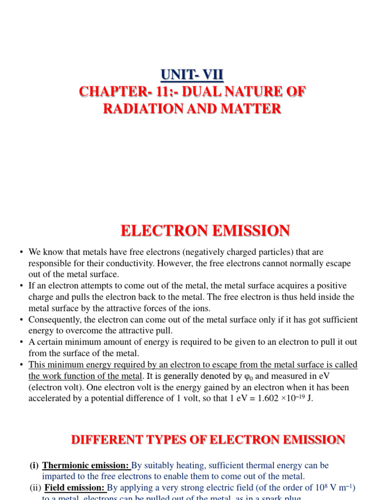 Intro, Electron Emission and Photoelectric Effect | PDF | Photoelectric ...