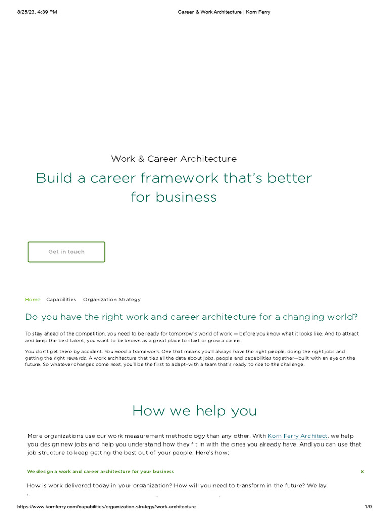 Career & Work Architecture - Korn Ferry | PDF | Competence (Human ...