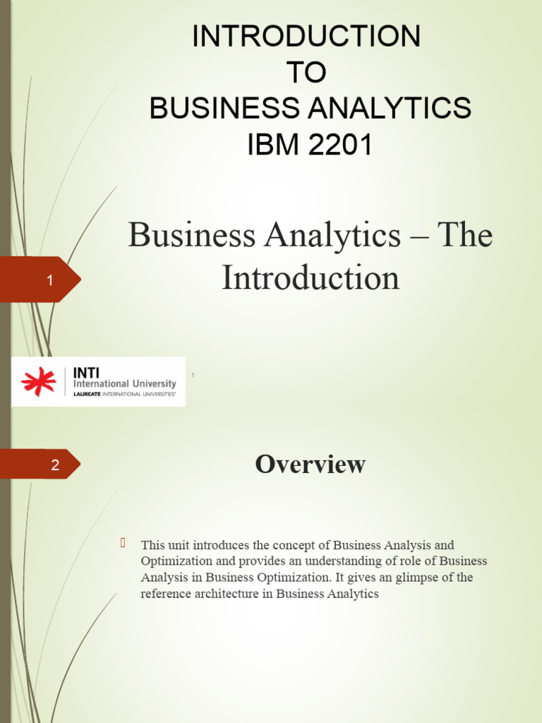 01 Introduction To Business Analytics | PDF | Analytics | Systems Science