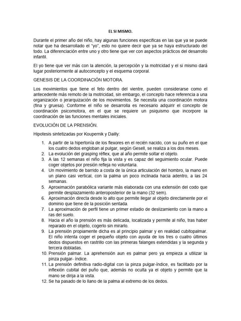 El Si Mismo Resumen PDF Mano Percepción