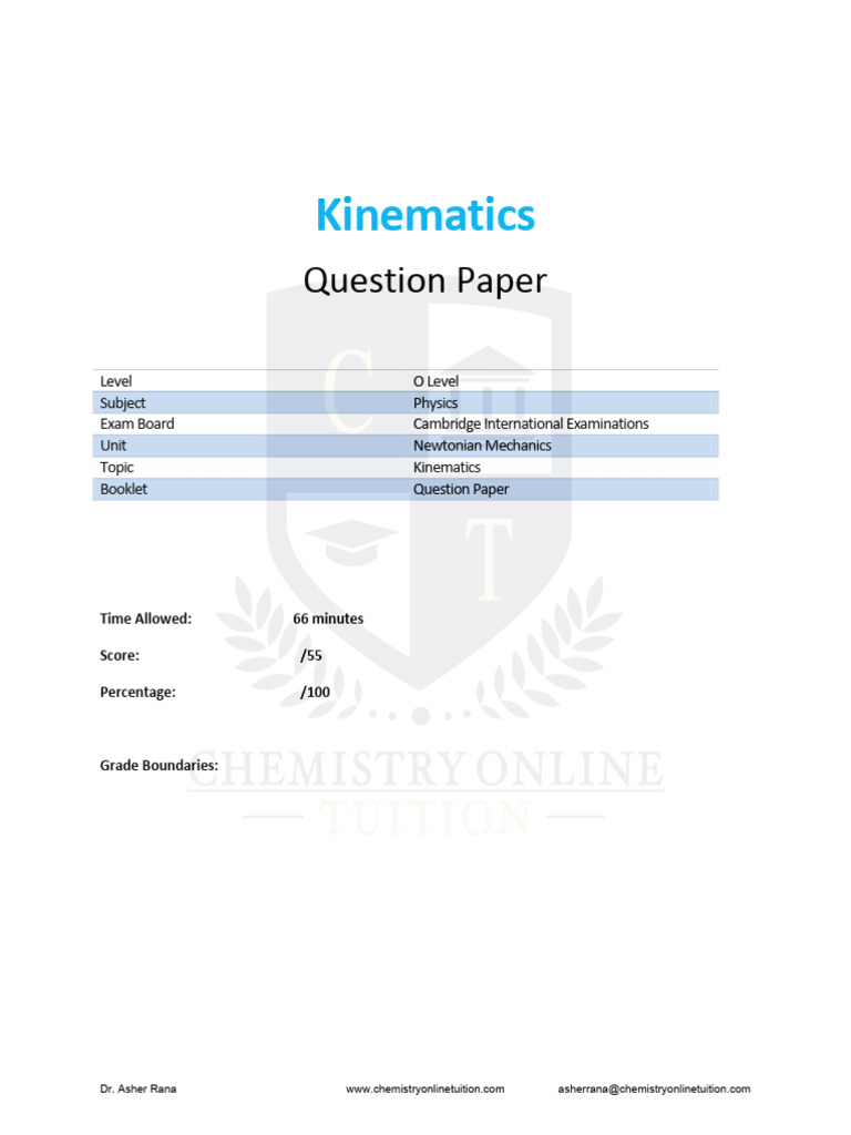 2 kinematics newtonian mechanics cie olevel physics pdf velocity