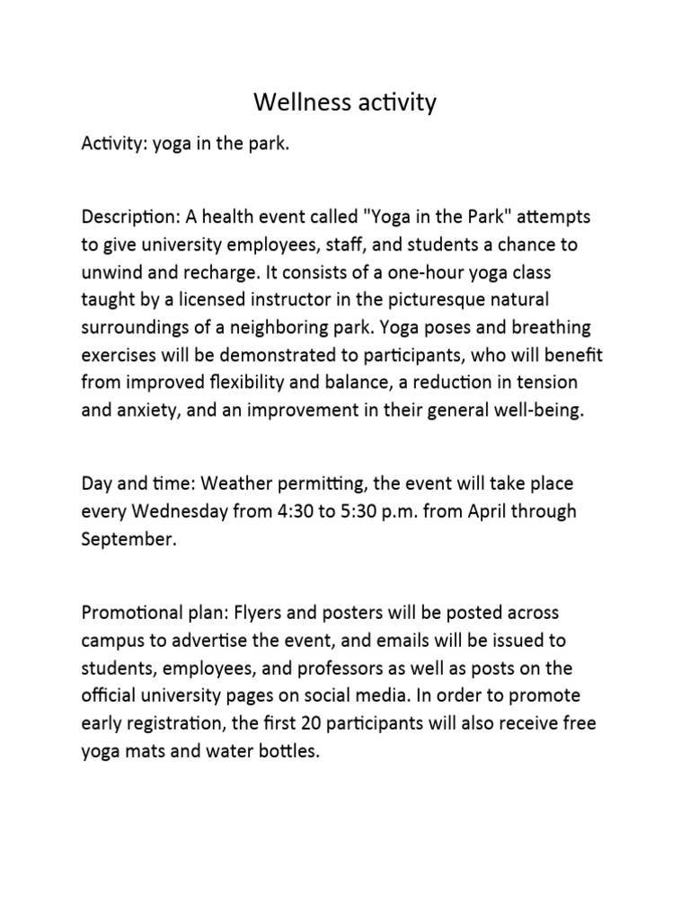 Wellness Activity | PDF