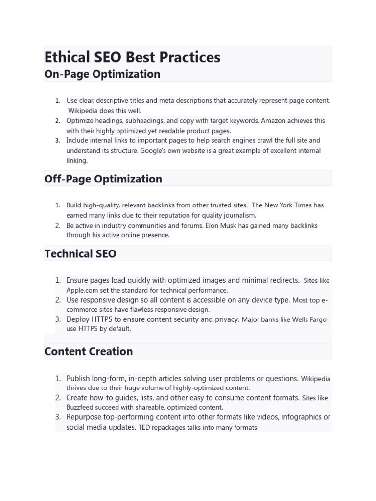 Ethical SEO Best Practices PDF