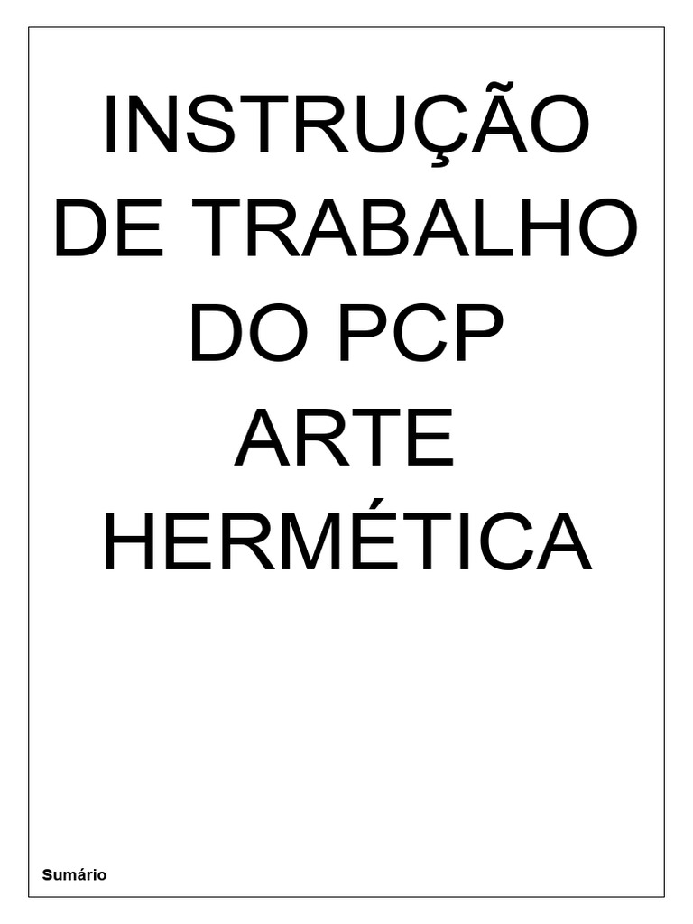Instruções de Trabalho PCP Arte Hermética | PDF | Informática