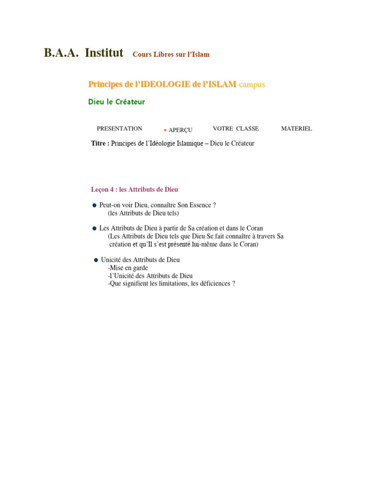 Attributs de Dieu dans l'Islam | PDF | Dieu | Coran