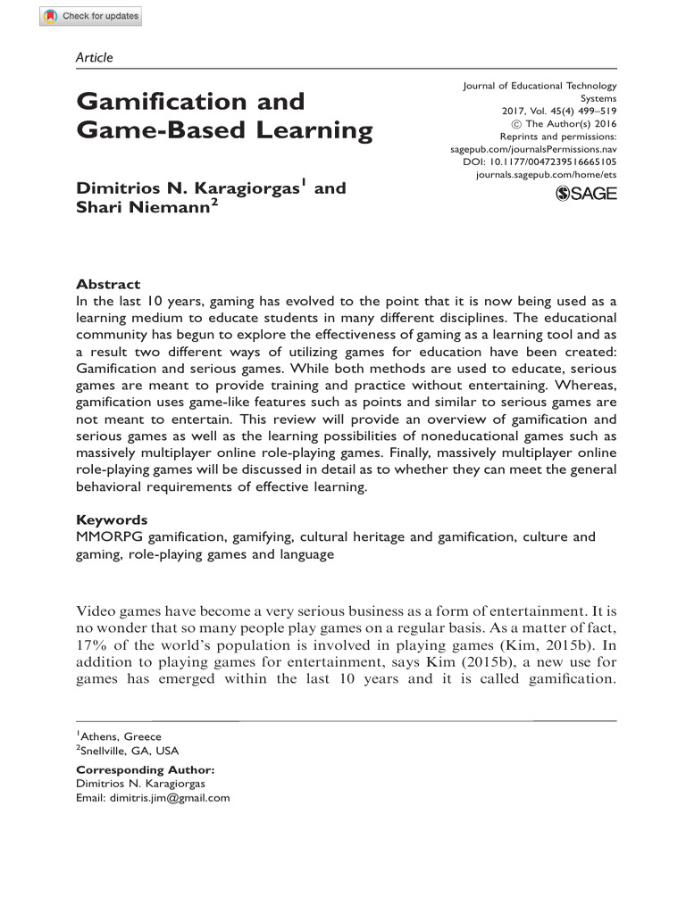 Gamification and Serious Games in Education | PDF | Flow (Psychology ...