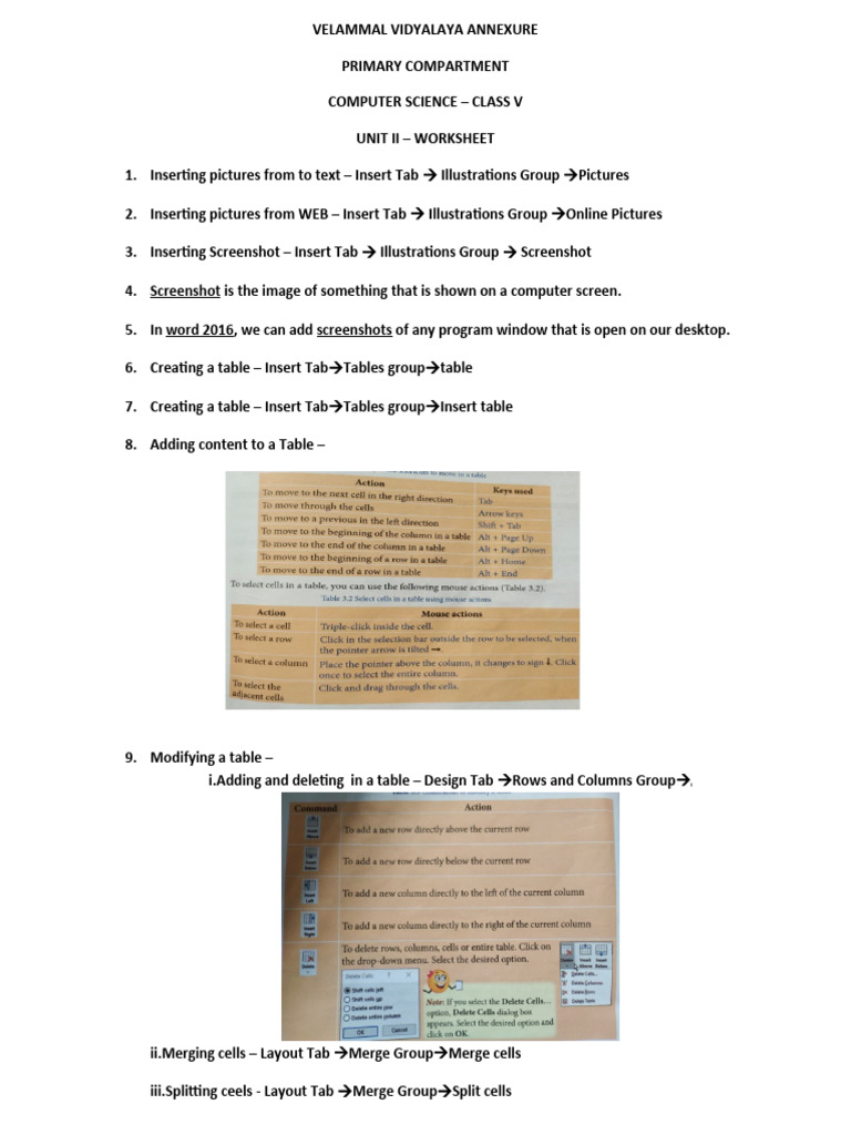 STD 5 Unit Ii - Computer Science Worksheet | PDF