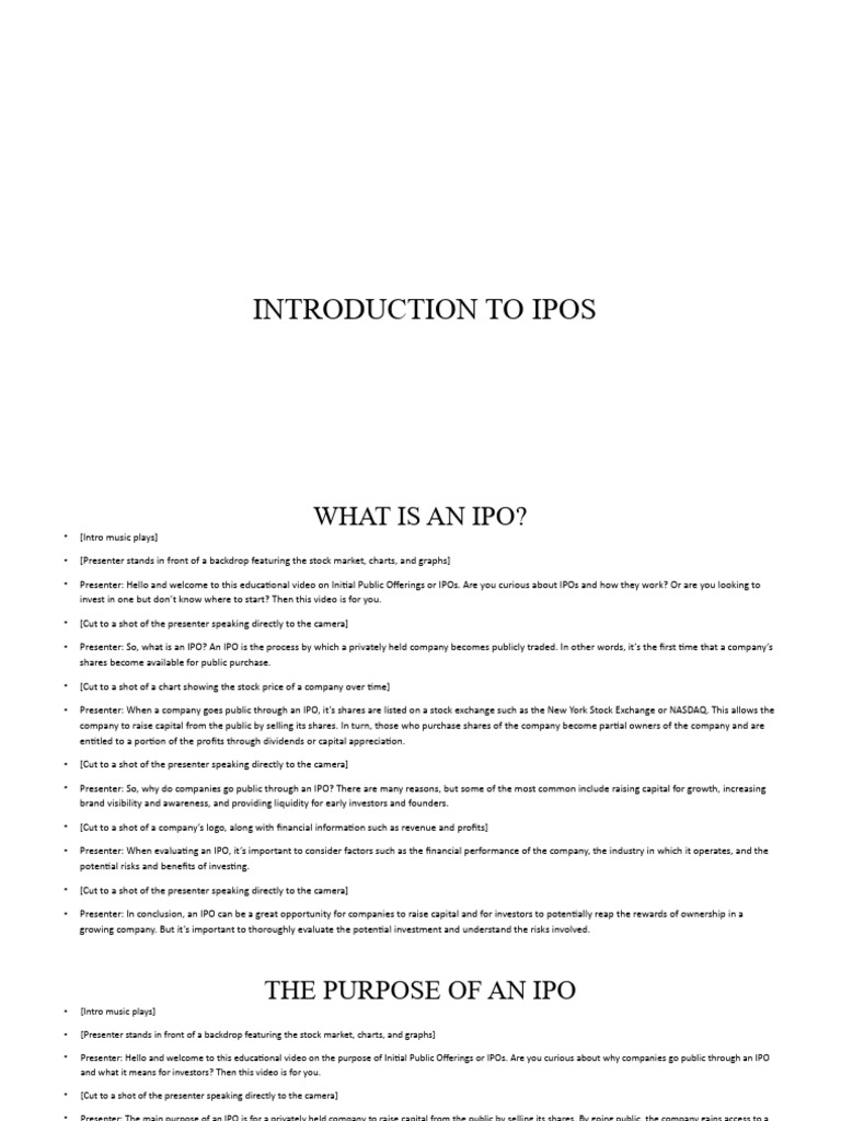 Introduction To Ipos PDF Initial Public Offering Stocks