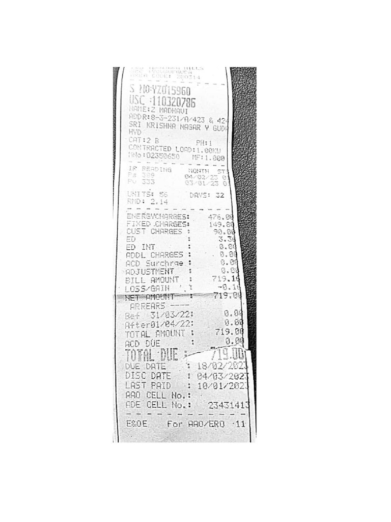 Electricity Bill - SK - Compressed | PDF