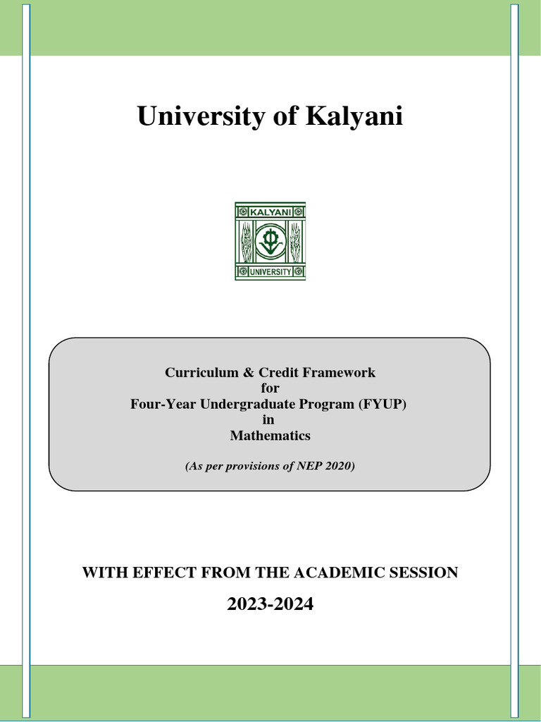 Kalyani University FYUP Mathematics Curriculum | PDF | Group ...