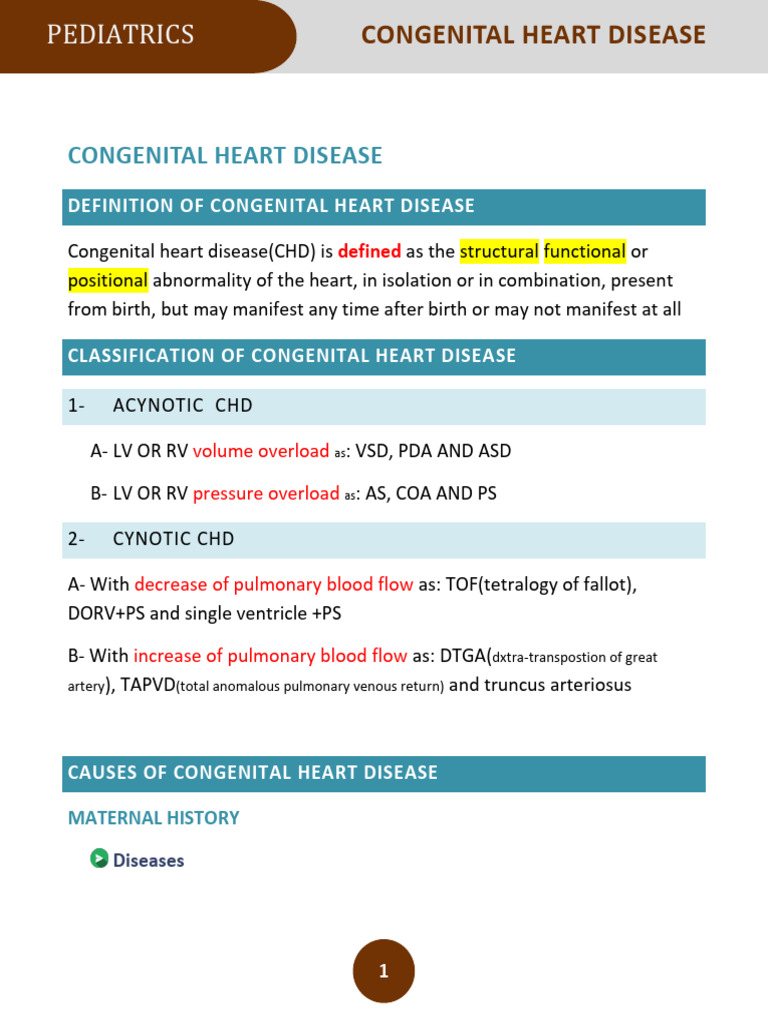 Overview of Congenital Heart Disease | PDF | Congenital Heart Defect ...