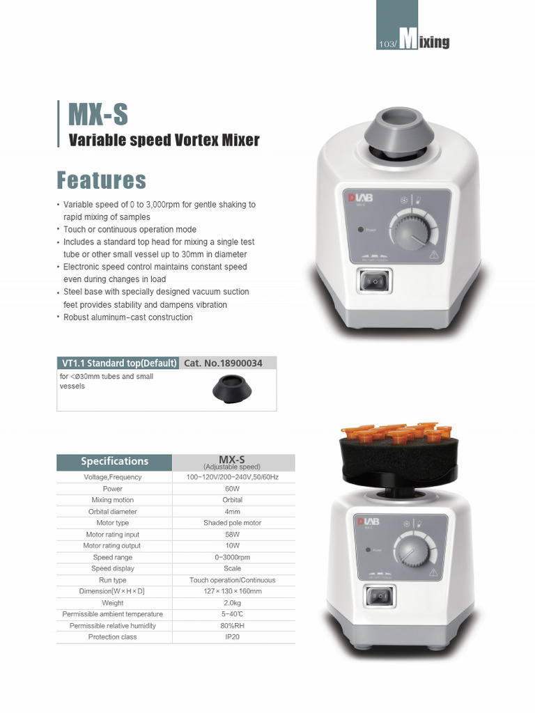 Agitadores Vortex y Orbitales DLAB | PDF | Vacuum Tube | Electrical ...