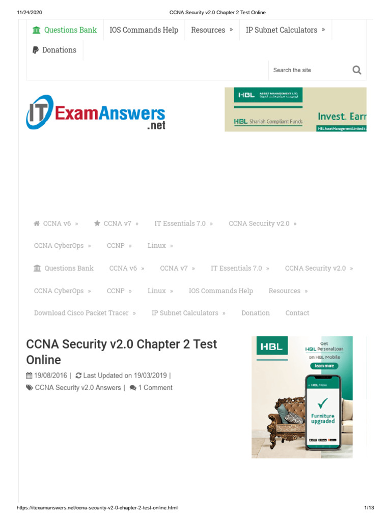 Ccna Security V2 0 Chapter 2 Test Online Download Free Pdf Cisco