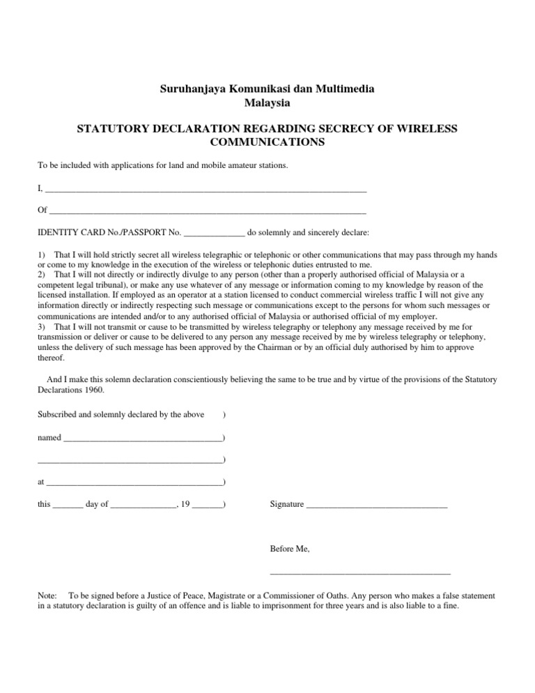 Wireless Communication Secrecy Declaration | PDF | Finance & Money ...