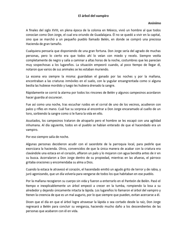 El Árbol Del Vampiro | PDF