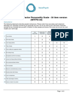 Personality Assessment NovoPsych NFFPS 30 Blank Form