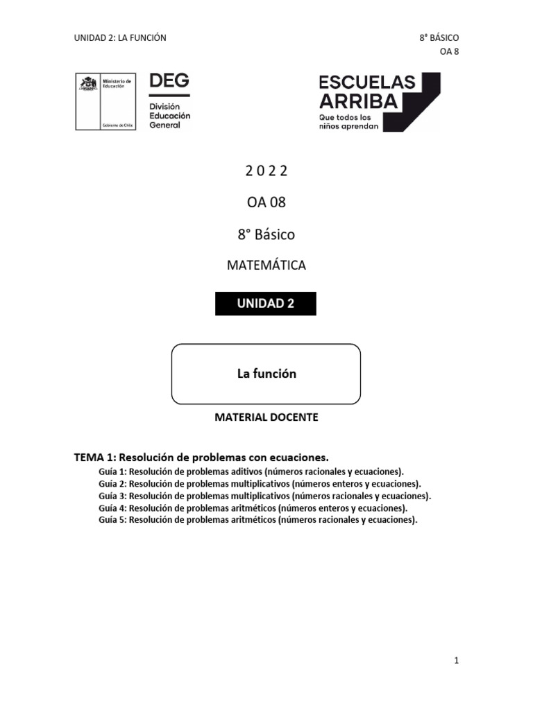 Guías de Ecuaciones para 8° Básico | PDF | Ecuaciones | Números
