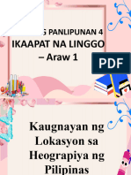 Araling Panlipunan 4: Ikaapat Na Linggo - Araw 1