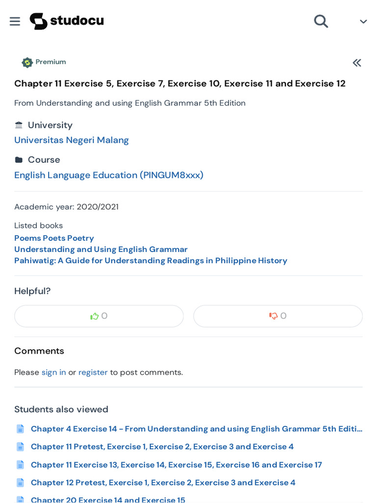 Chapter 11 Grammar Exercises Overview | PDF | Ink | Writing