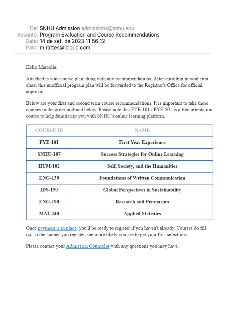 Program Evaluation and Course Recommendations | PDF | Career & Growth ...