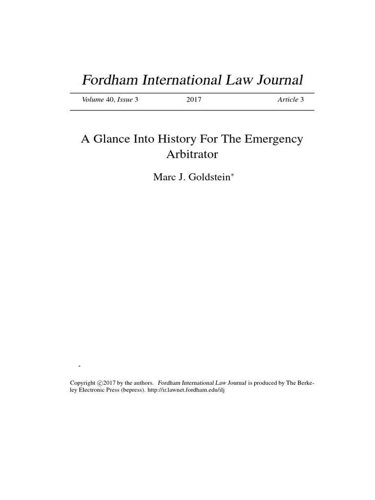 A Glance Into History For The Emergency Arbitrator PDF Arbitration