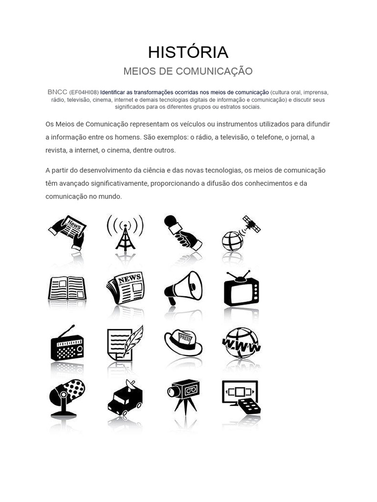 Evolução dos Meios de Comunicação | PDF | Comunicação | Mídia (Comunicação)