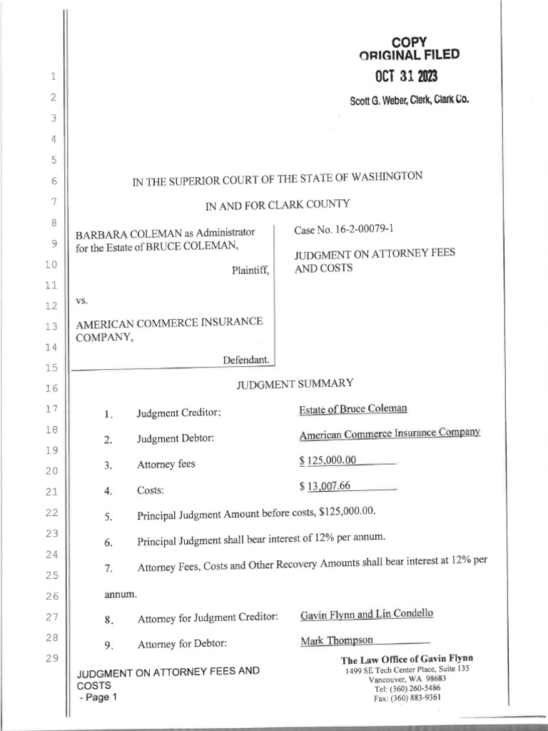 2023-10-31 Judgment On Fees and Costs | PDF