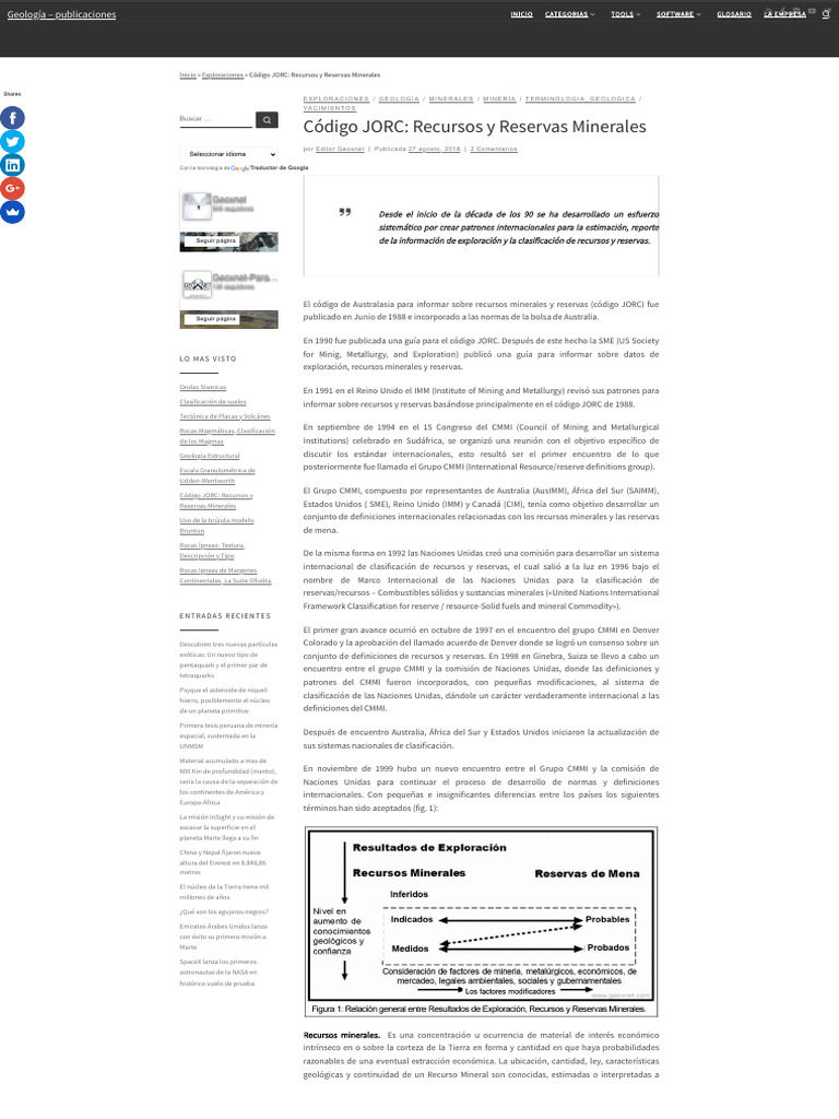 Código JORC | PDF | Geología | Minería