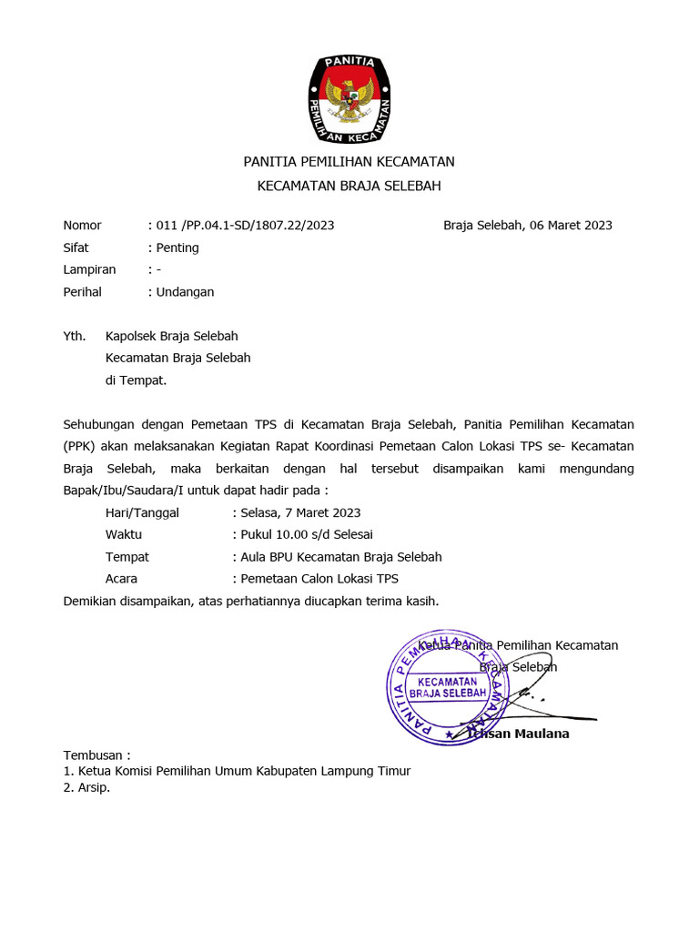 Undangan Rapat Koordinasi | PDF