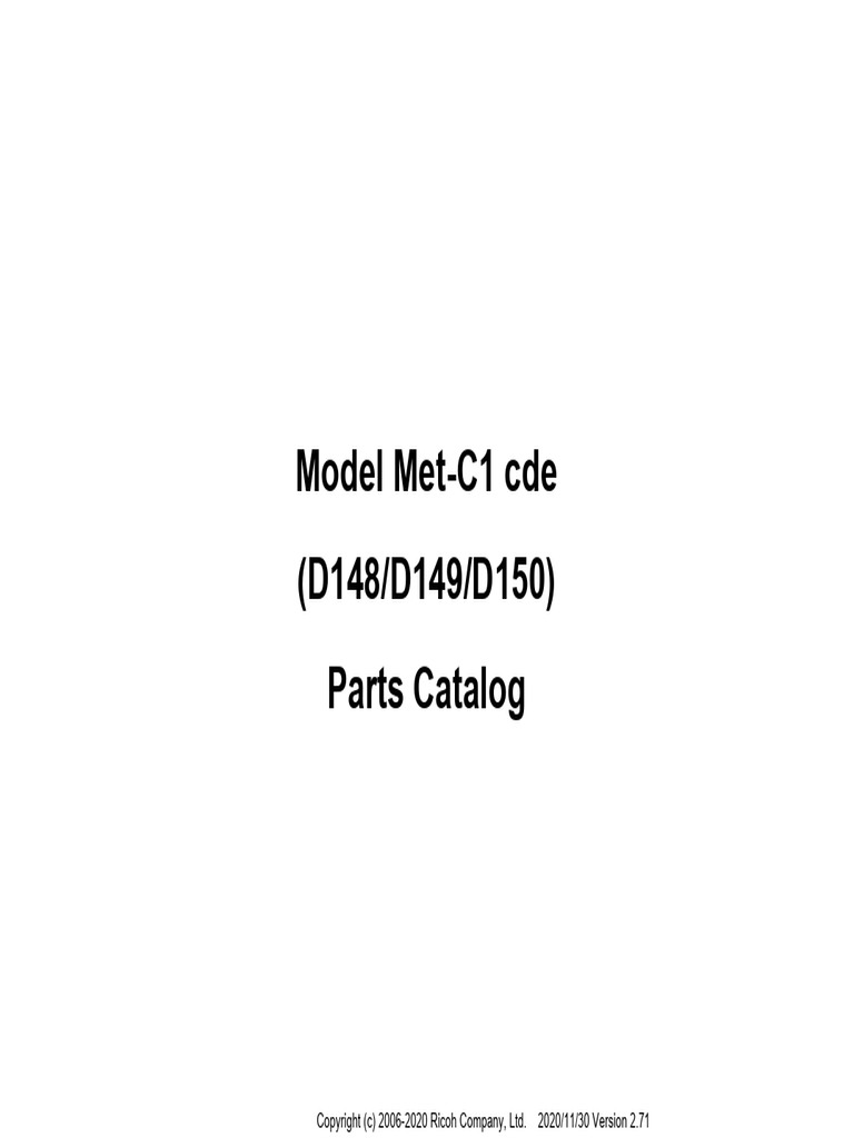 Model Met-C1 Cde (D148/D149/D150) Parts Catalog | PDF | Computer ...