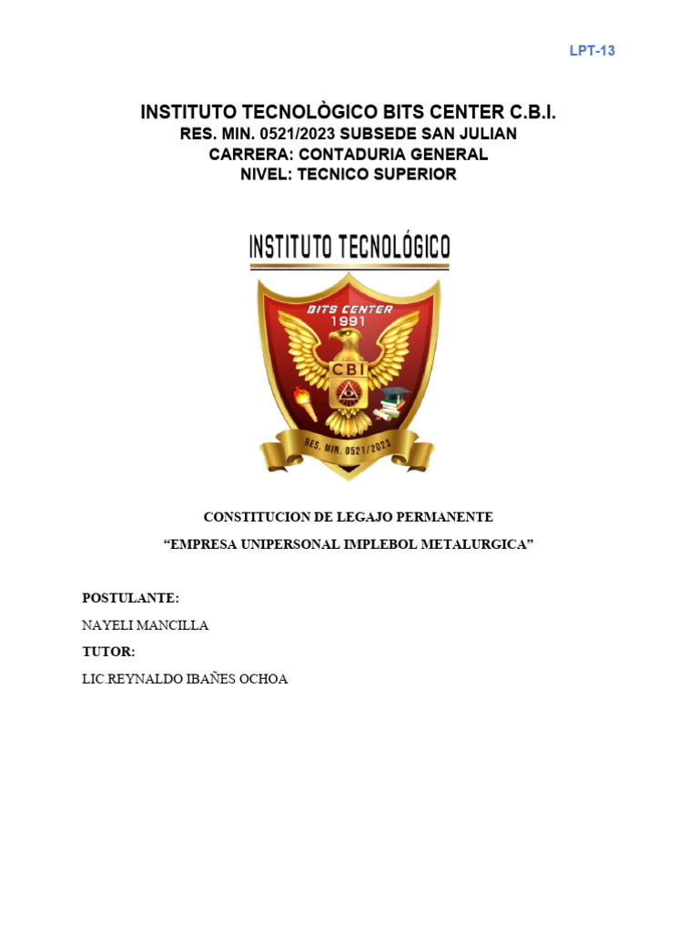 Implebol: Historia y Constitución | PDF | Sociedad de responsabilidad  limitada | Business, image size:768x1024