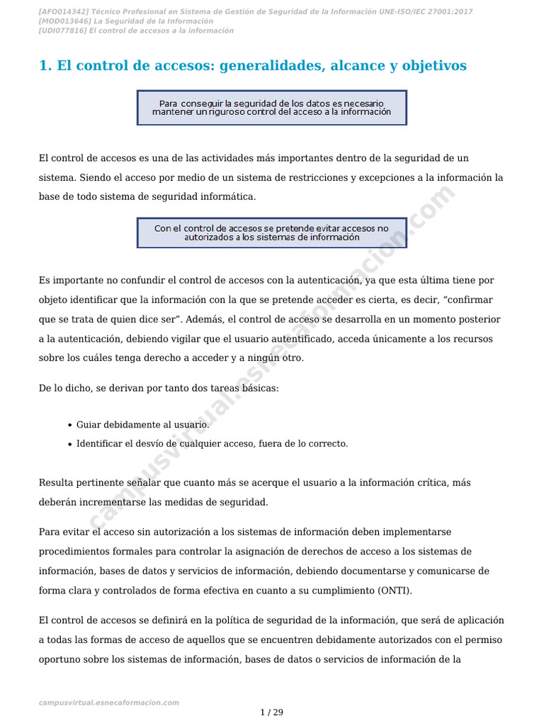 El control de accesos a la información | PDF | Seguridad | La seguridad ...
