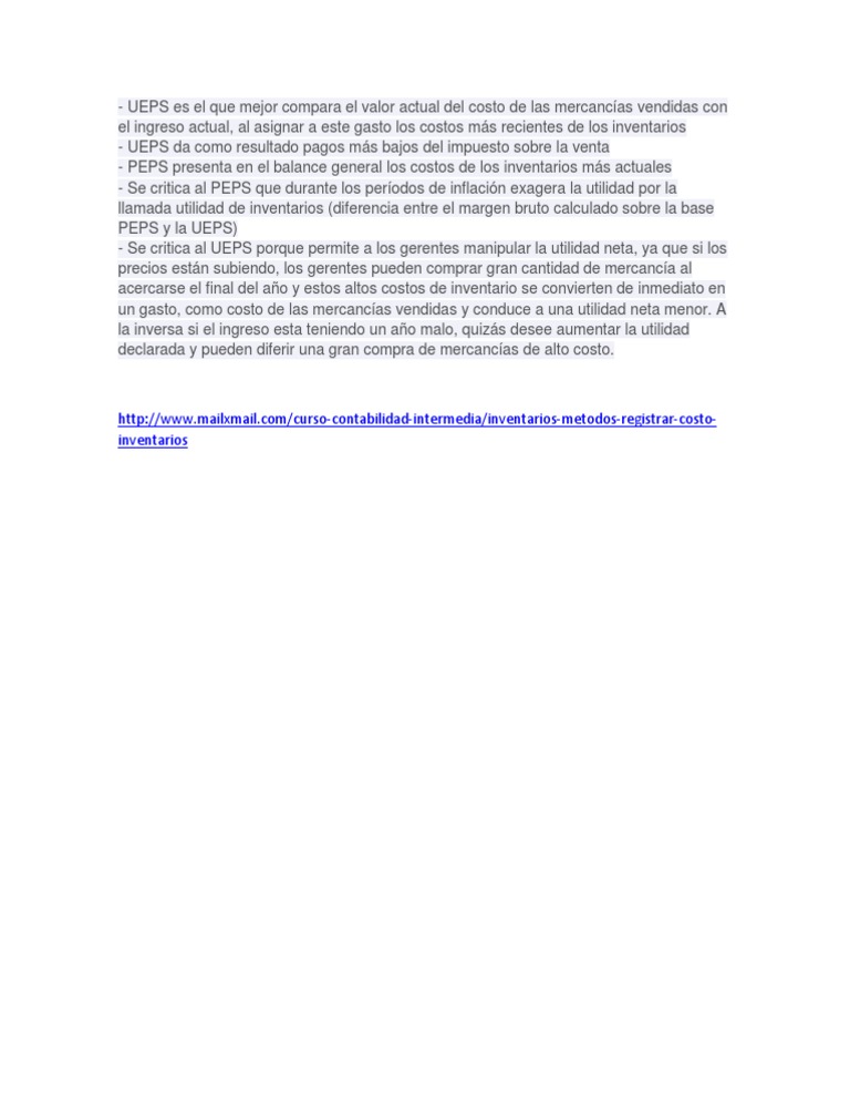 Ventajas y Desventajas Del PEPS Y UEPS